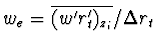 $w_e=\overline{(w'r'_t)_{z_i}}/\Delta r_t$